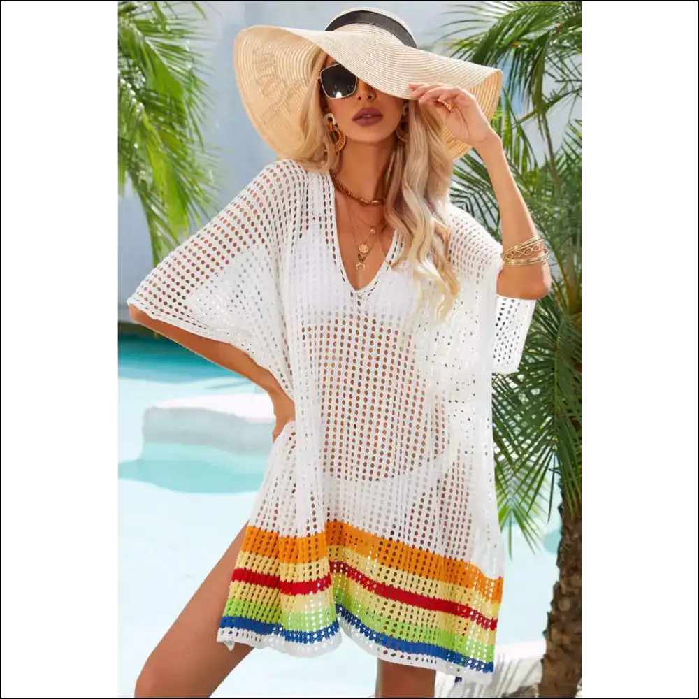 Angel Wings Rainbow Stripe Cover-up - White / one Size - Cover-ups Swimwear on Sale Worldwide Shipping