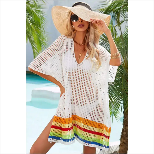 Angel Wings Rainbow Stripe Cover-up - White / one Size - Cover-ups Swimwear on Sale Worldwide Shipping