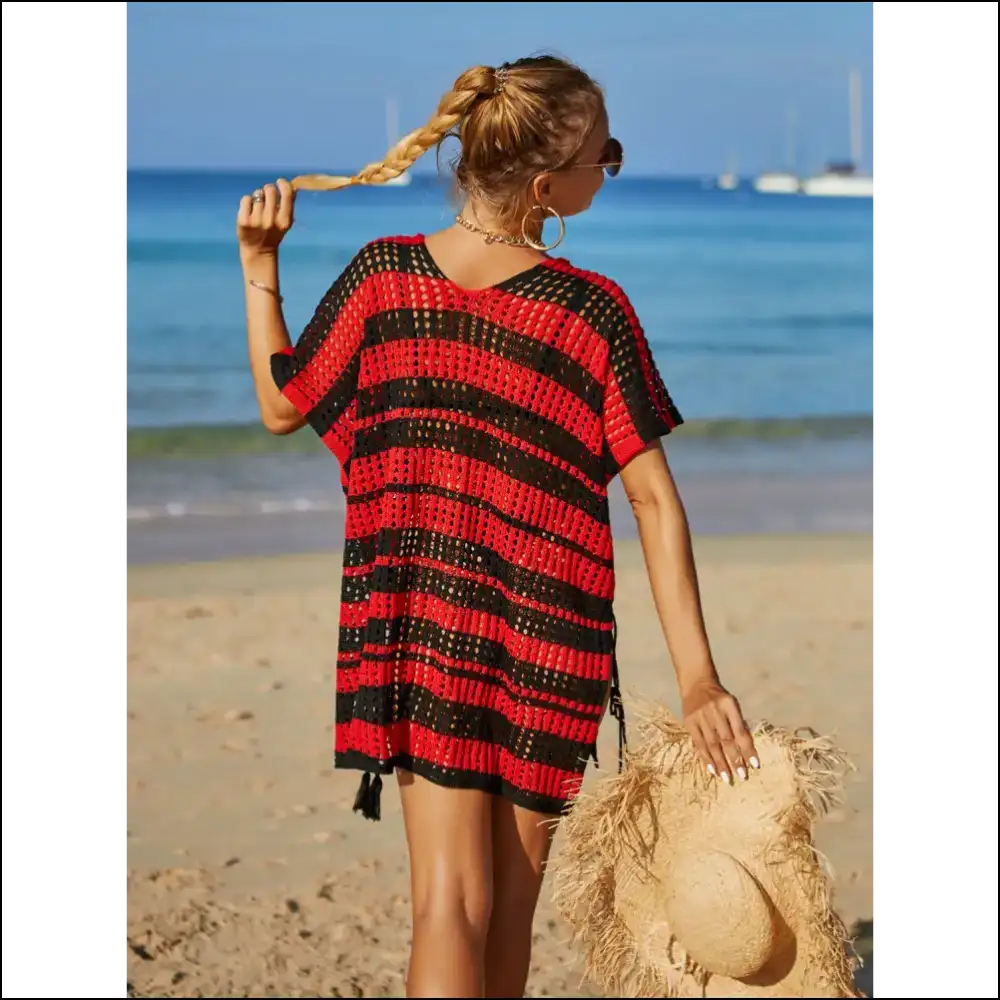 Angel Wings Tassel V-neck Cover Up - Cover-ups Swimwear on Sale Worldwide Shipping
