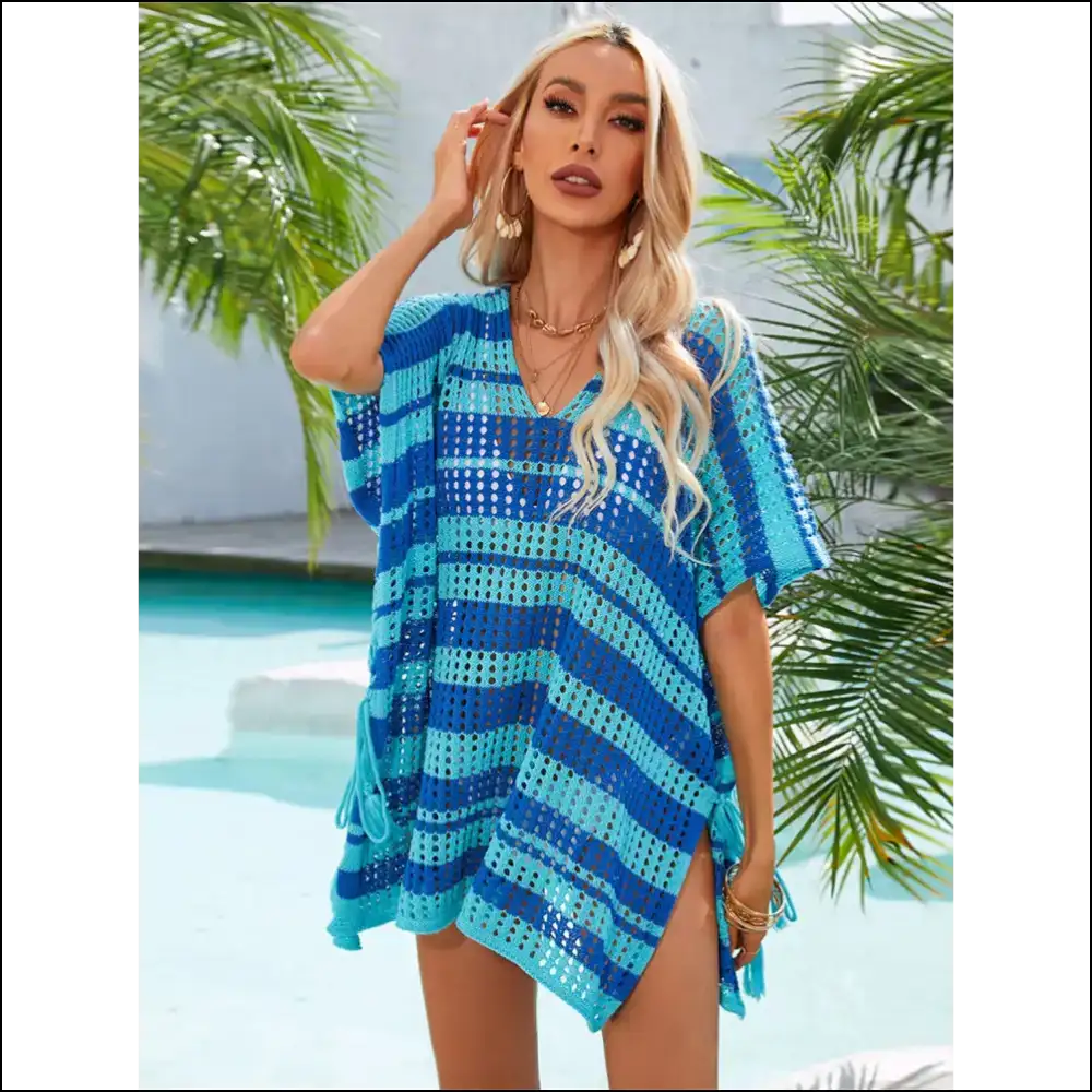 Angel Wings Tassel V-neck Cover Up - Royal Blue / one Size - Cover-ups Swimwear on Sale Worldwide Shipping