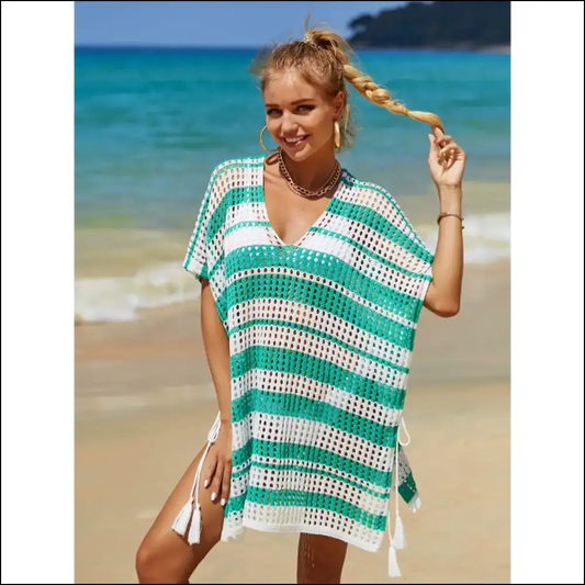 Angel Wings Tassel V-neck Cover Up - Turquoise / one Size - Cover-ups Swimwear on Sale Worldwide Shipping