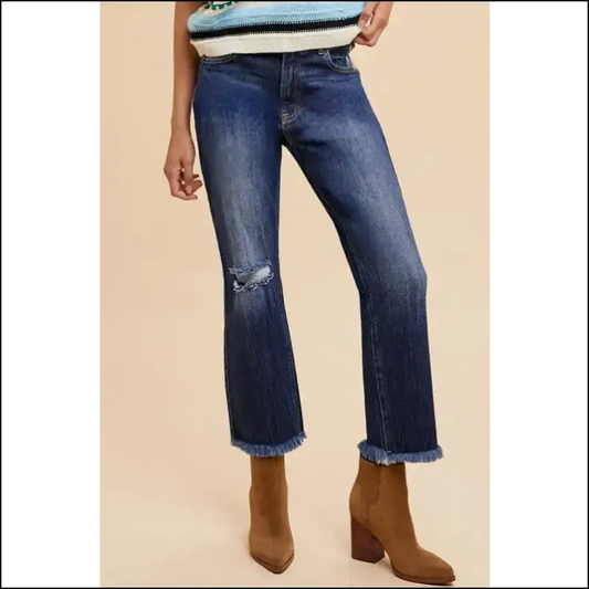 Annie Wear Distressed Jeans: Because your Legs Deserve a Fashionable Exit! - Dark / s - Jeans on Sale Worldwide Shipping