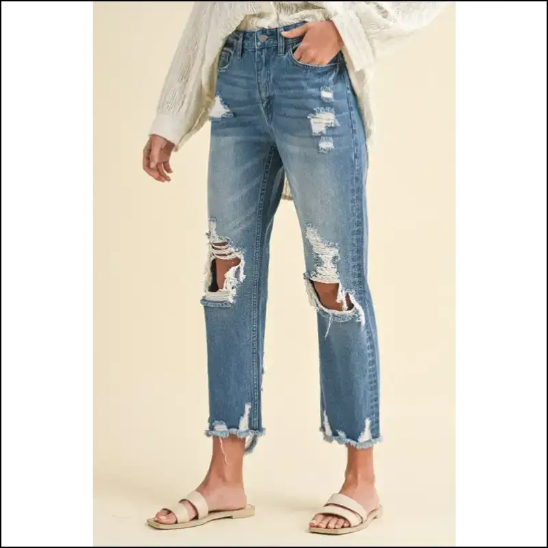 Annie Wear Distressed Raw Hem Jeans: Because your Legs Deserve Drama! - Jeans on Sale Worldwide Shipping