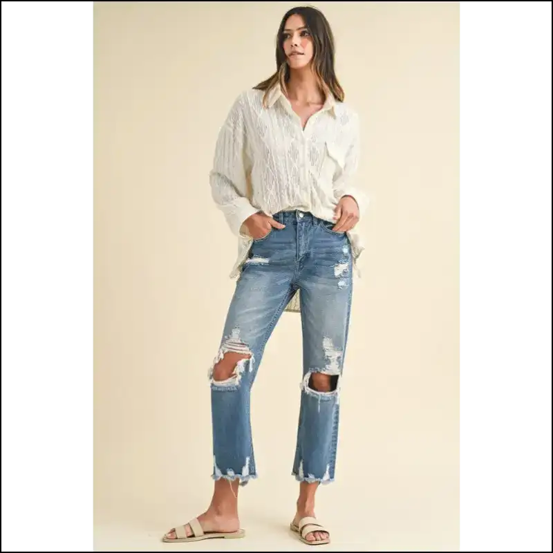 Annie Wear Distressed Raw Hem Jeans: Because your Legs Deserve Drama! - Jeans on Sale Worldwide Shipping