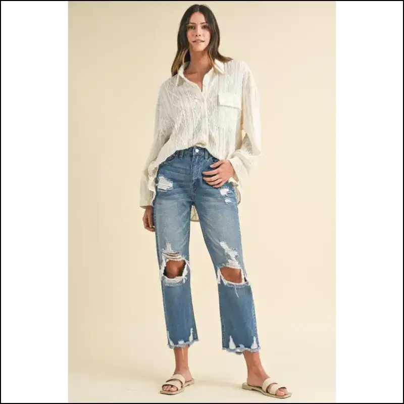 Annie Wear Distressed Raw Hem Jeans: Because your Legs Deserve Drama! - Jeans on Sale Worldwide Shipping