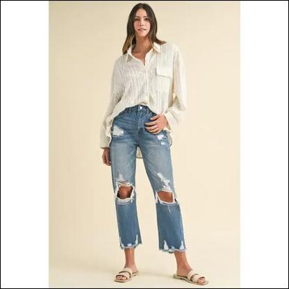 Annie Wear Distressed Raw Hem Jeans: Because your Legs Deserve Drama! - Jeans on Sale Worldwide Shipping