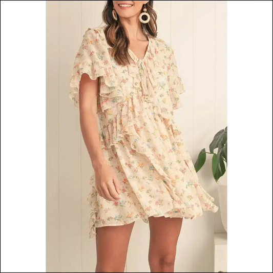 Apricot Boho v Neck Floral: Dress so Good It’s Almost Illegal 😉 - s - Short Dresses on Sale Worldwide Shipping