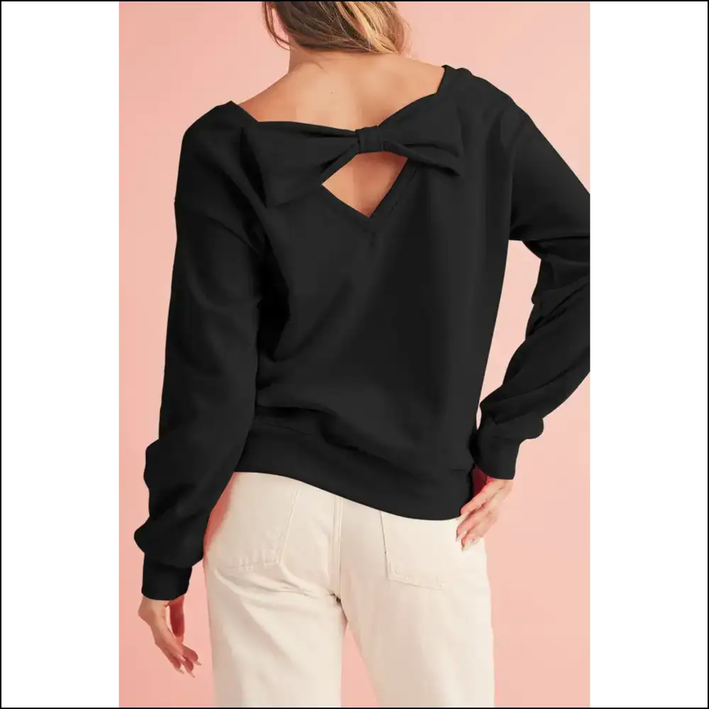 Apricot Bowknot Backless Sweatshirt: Comfy & Cute 🍑 - Black / s - Sweatshirts Hoodies on Sale Worldwide Shipping