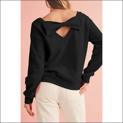 Apricot Bowknot Backless Sweatshirt: Comfy & Cute 🍑 - Black / s - Sweatshirts Hoodies on Sale Worldwide Shipping