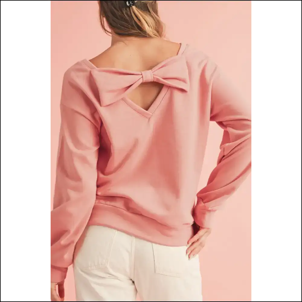 Apricot Bowknot Backless Sweatshirt: Comfy & Cute 🍑 - Chestnut / s - Sweatshirts Hoodies on Sale Worldwide Shipping