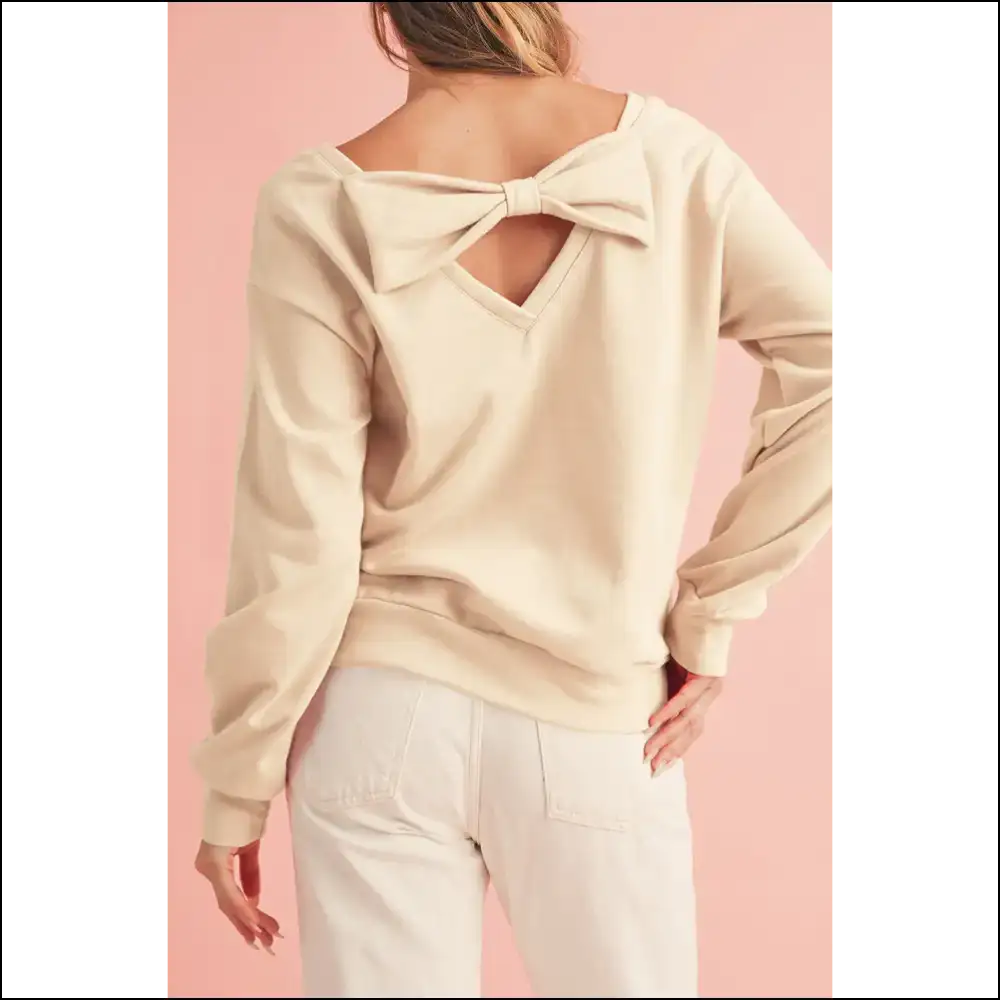 Apricot Bowknot Backless Sweatshirt: Comfy & Cute 🍑 - s - Sweatshirts Hoodies on Sale Worldwide Shipping