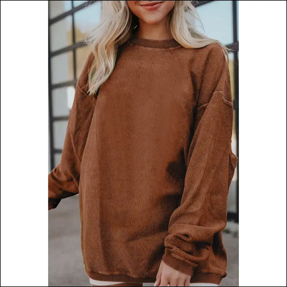 Apricot Drop Dead Gorgeous Oversized Sweatshirt! Needful Things. 🍑 - Chestnut / s - Sweatshirts & Hoodies on Sale Worldwide Shipping