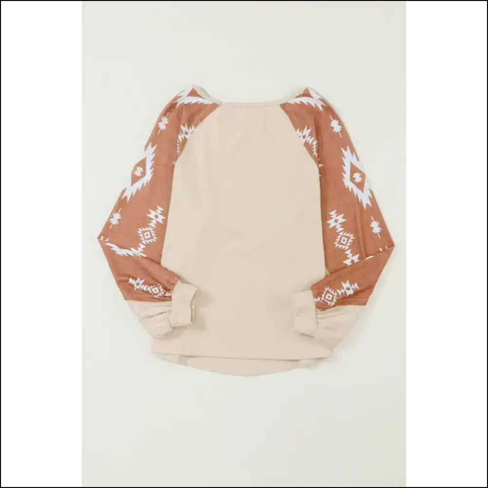 Apricot Ethnic Print: from Drab to Fab in one Long Sleeve! Needful Things 🍑 - Sleeve Tops Shirts & on Sale Worldwide Shipping