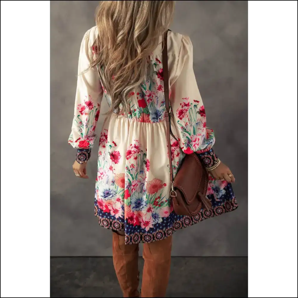 Apricot Floral Dress: Sunshine & High Waist Mayhem 😈 - Short Dresses on Sale Worldwide Shipping