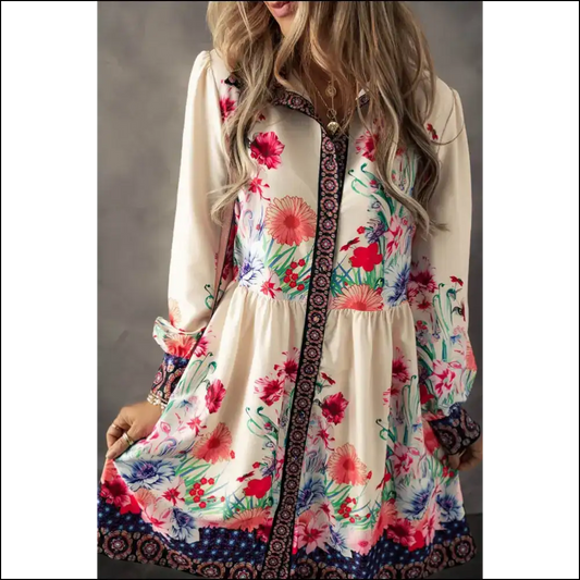 Apricot Floral Dress: Sunshine & High Waist Mayhem 😈 - s - Short Dresses on Sale Worldwide Shipping