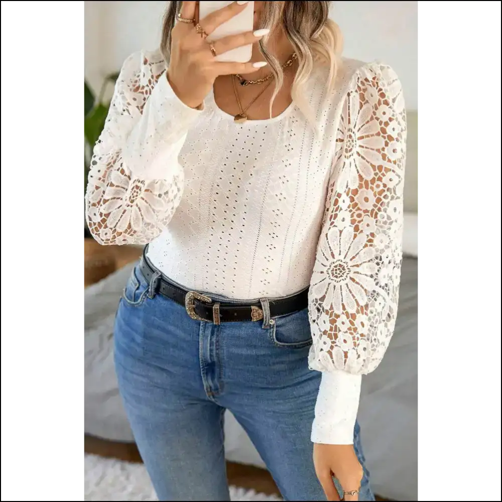 Apricot Floral Guipure Lace: Finally a Top that Fits my Huge Personality! 😂 - 1x - Plus Size Tops on Sale Worldwide Shipping