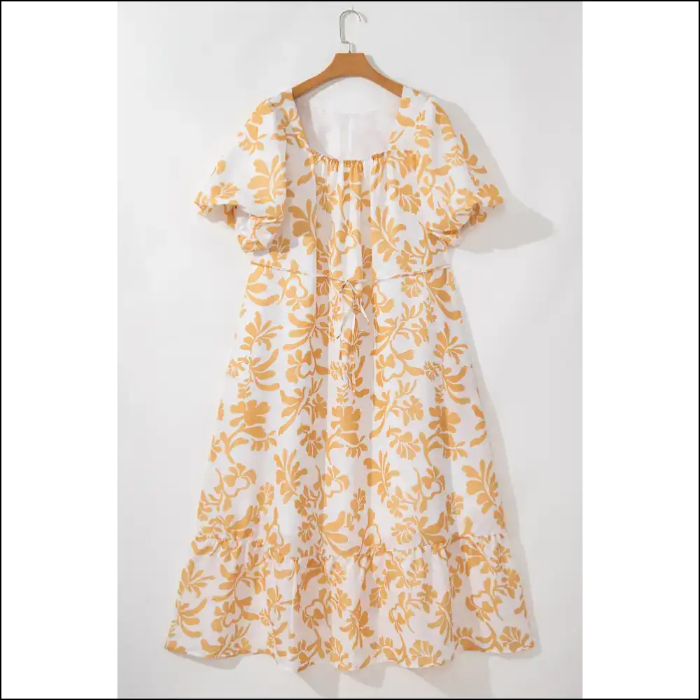 Apricot Floral Maxi Dress: Finally a Dress that Likes your Thighs! Needful Things. 🍑 - Plus Size Dresses on Sale Worldwide Shipping