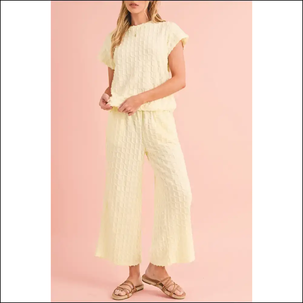 Apricot Lattice Pants Set: Wide Leg so Comfy You’ll Ditch your Therapist 😂 - s - Two Piece Sets on Sale Worldwide Shipping