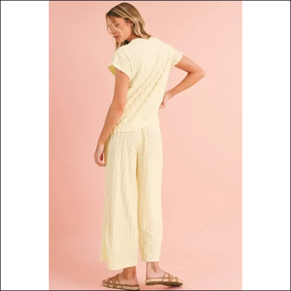 Apricot Lattice Pants Set: Wide Leg so Comfy You’ll Ditch your Therapist 😂 - Two Piece Sets on Sale Worldwide Shipping