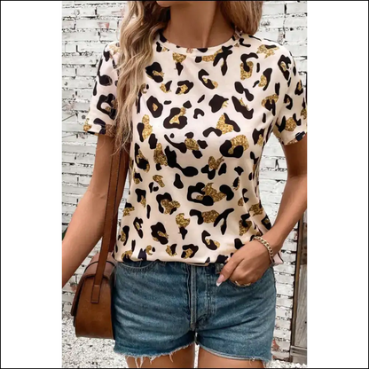 Apricot Leopard Print Tee: Needful Things Fierce 🔥 - t Shirts on Sale Worldwide Shipping