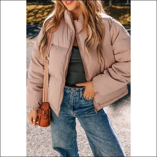 Apricot Pink Puffer Jacket: so Cozy Youll Ghost your Ex 👻 Needful Things - Dusty / s - Jackets Outerwear on Sale Worldwide Shipping