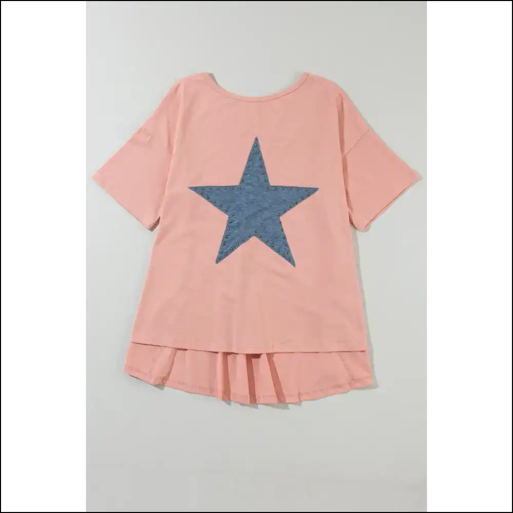 Apricot Pink Star Patch High Low Tee: from Zero to Stargazing Hero ✨ Needful Things - t Shirts on Sale Worldwide Shipping