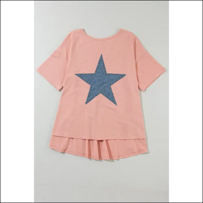 Apricot Pink Star Patch High Low Tee: from Zero to Stargazing Hero ✨ Needful Things - t Shirts on Sale Worldwide Shipping