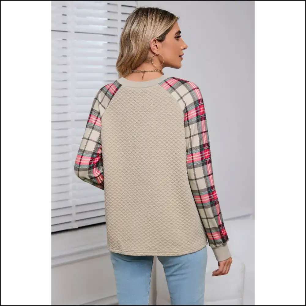 Apricot Plaid Panic: Chic Sweatshirt for when You’ve Given 🍑 - Sweatshirts & Hoodies on Sale Worldwide Shipping