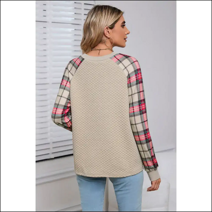 Apricot Plaid Panic: Chic Sweatshirt for when You’ve Given 🍑 - Sweatshirts & Hoodies on Sale Worldwide Shipping