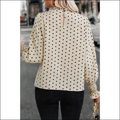 Apricot Polka Dot Frill Neck Blouse: from Drab to Fab! Needful Things ✨ - Blouses on Sale Worldwide Shipping