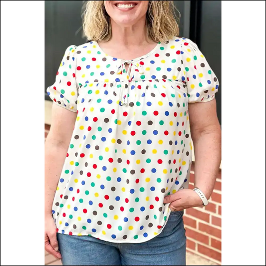 Apricot Polka Dot Top: Because Dieting is Hard 🍑 Needful Things - 1x - Plus Size Tops on Sale Worldwide Shipping