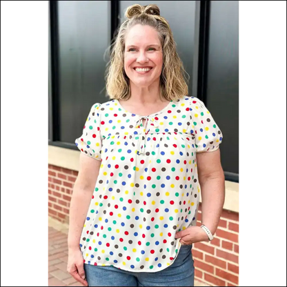 Apricot Polka Dot Top: Because Dieting is Hard 🍑 Needful Things - Plus Size Tops on Sale Worldwide Shipping