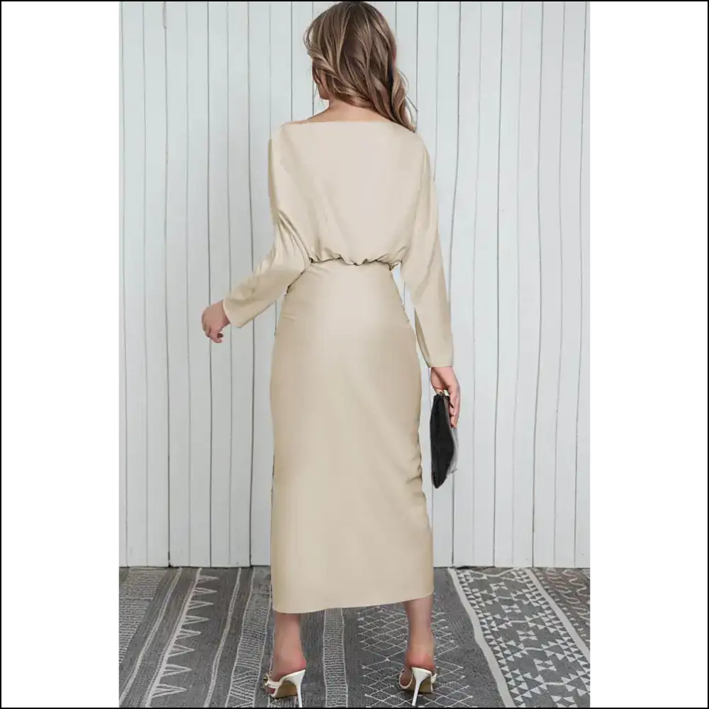 Apricot Satin Elegant Wrap: Dress Like you Own the Place 😈 - Midi Dresses on Sale Worldwide Shipping