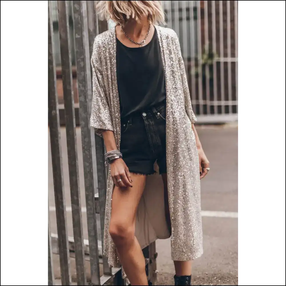 Apricot Sequin Duster Cardigan: Because Adulting is Hard. ?needful Things - Xs - Cardigans on Sale Worldwide Shipping