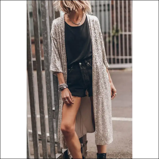 Apricot Sequin Duster Cardigan: Because Adulting is Hard. ?needful Things - Xs - Cardigans on Sale Worldwide Shipping