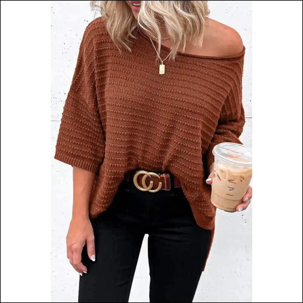 Apricot Short Sleeve: so Soft Youll Never Wear a Bra Again! 🍑 Needful Things - Brown / s - Knit Tops on Sale Worldwide Shipping