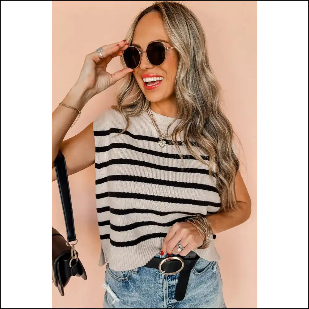 Apricot Stripe Knitted Top: Needful Things’ Unicorn Vomit 🦄 - Knit Tops on Sale Worldwide Shipping