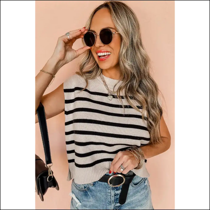 Apricot Stripe Knitted Top: Needful Things’ Unicorn Vomit 🦄 - Knit Tops on Sale Worldwide Shipping