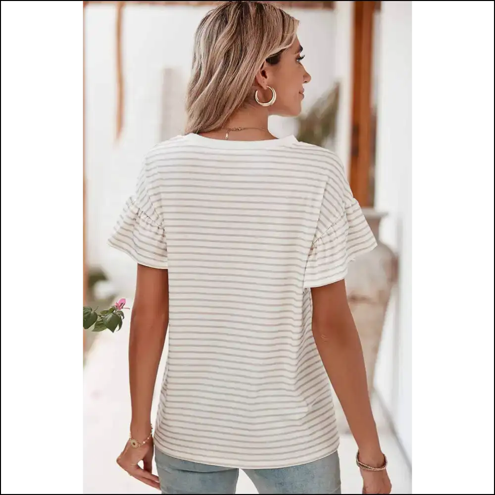 Apricot Striped Lace: Needful Things’ Goddess Tee 🍑 - t Shirts on Sale Worldwide Shipping