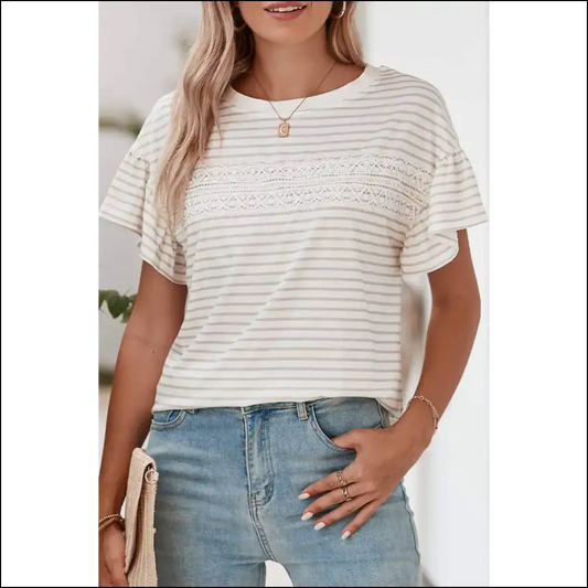 Apricot Striped Lace: Needful Things’ Goddess Tee 🍑 - s - t Shirts on Sale Worldwide Shipping