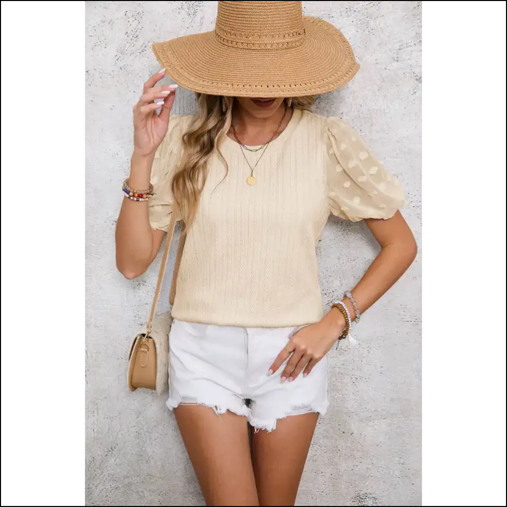 Apricot Swiss Dot Mesh: your Blouse just Got Funnier - Blouses on Sale Worldwide Shipping