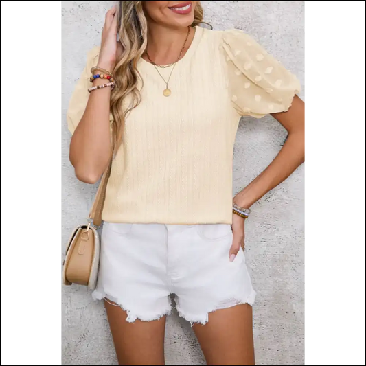 Apricot Swiss Dot Mesh: your Blouse just Got Funnier - s - Blouses on Sale Worldwide Shipping