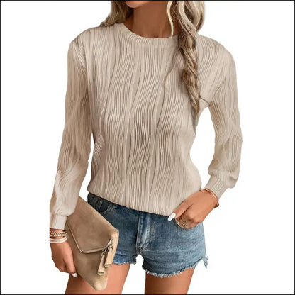 Apricot Wavy Textured Top: Basically a Hug you can Wear 😂 Needful Things - Long Sleeve Tops Shirts & on Sale Worldwide Shipping
