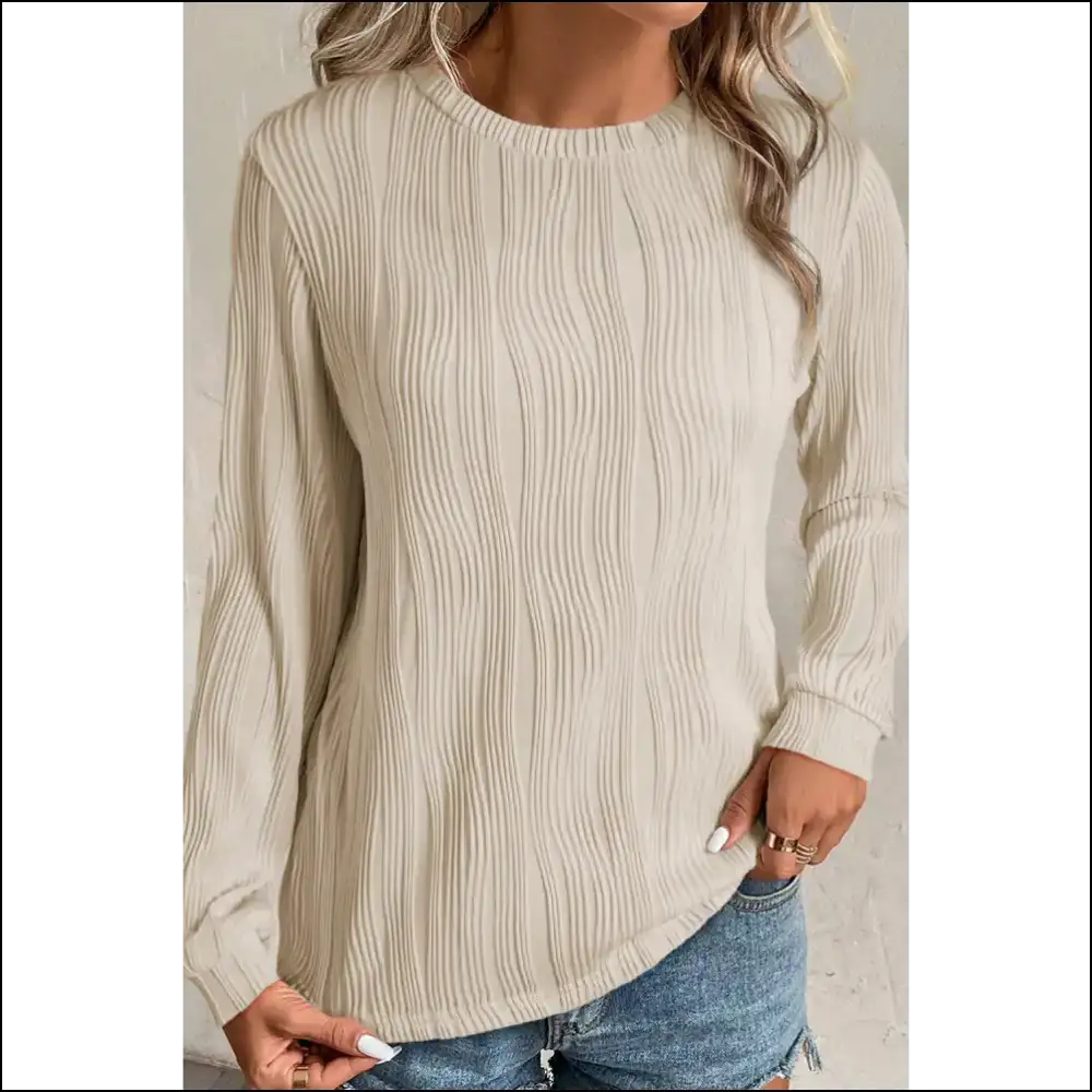 Apricot Wavy Textured Top: Basically a Hug you can Wear 😂 Needful Things - Long Sleeve Tops Shirts & on Sale Worldwide Shipping
