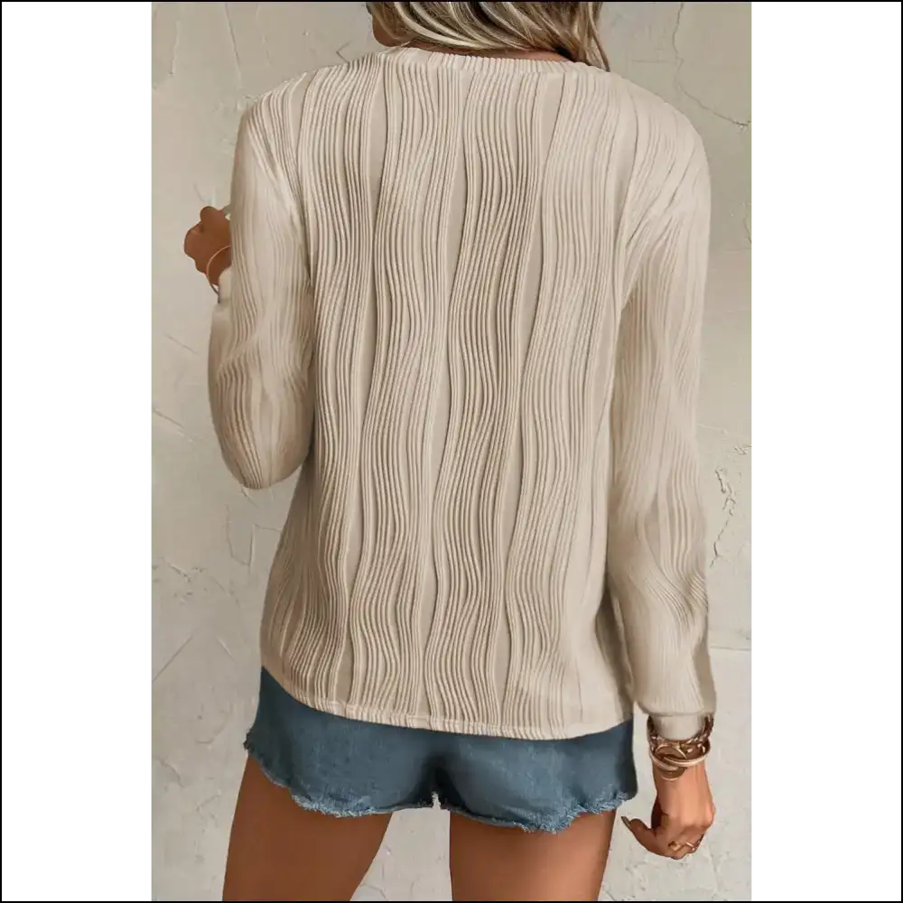 Apricot Wavy Textured Top: Basically a Hug you can Wear 😂 Needful Things - Long Sleeve Tops Shirts & on Sale Worldwide Shipping
