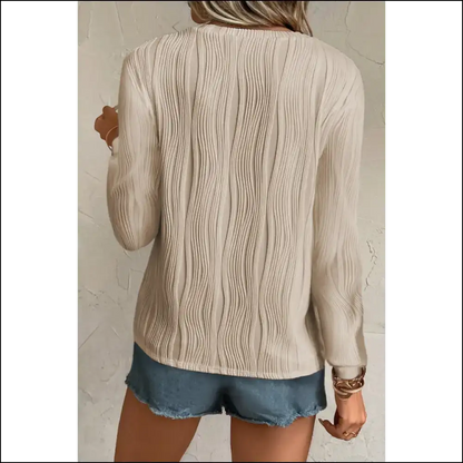Apricot Wavy Textured Top: Basically a Hug you can Wear 😂 Needful Things - Long Sleeve Tops Shirts & on Sale Worldwide Shipping
