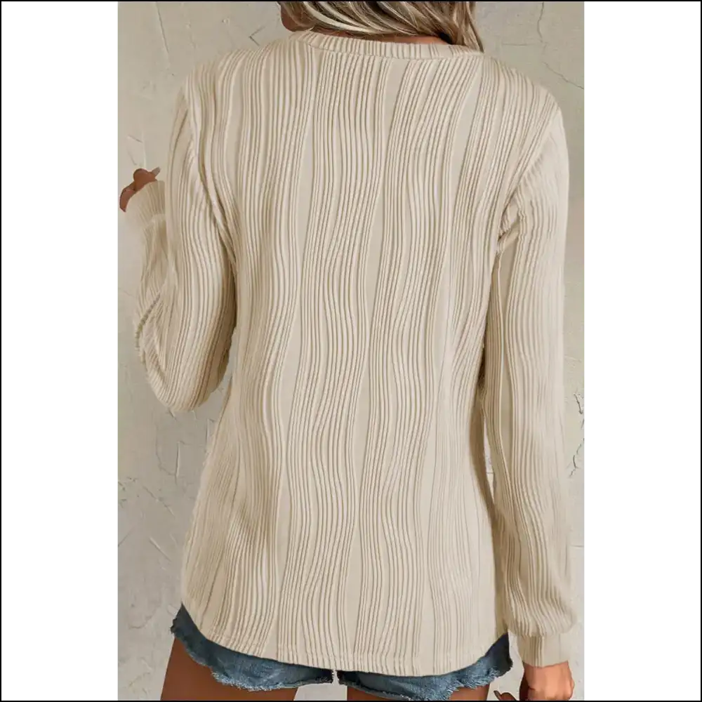 Apricot Wavy Textured Top: Basically a Hug you can Wear 😂 Needful Things - Black / s - Long Sleeve Tops Shirts & on Sale Worldwide Shipping