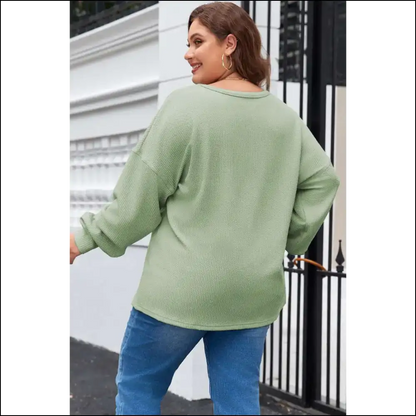Aqua Ribbed Pocketed Bff Top: Needful Things Comfy 💙 - Plus Size Tops on Sale Worldwide Shipping