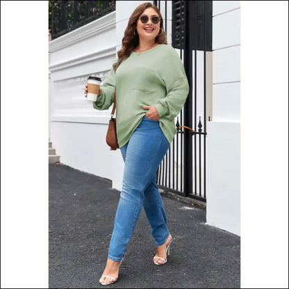 Aqua Ribbed Pocketed Bff Top: Needful Things Comfy 💙 - Plus Size Tops on Sale Worldwide Shipping