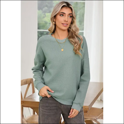 Aqua Wfle Knit: Brunch so Hard 🧇 Needful Things - Long Sleeve Tops Shirts & on Sale Worldwide Shipping